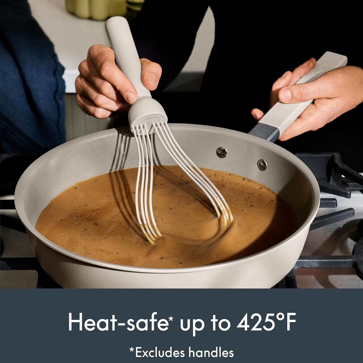 image:imagebella 2Piece Compact Masher and Whisk Set Fold Flat Stainless steel and silicone Foldable Masher Ballon Whisk Flat Whisk Nonstick Nonslip Heat safe to 425F OatmilkOatmilk