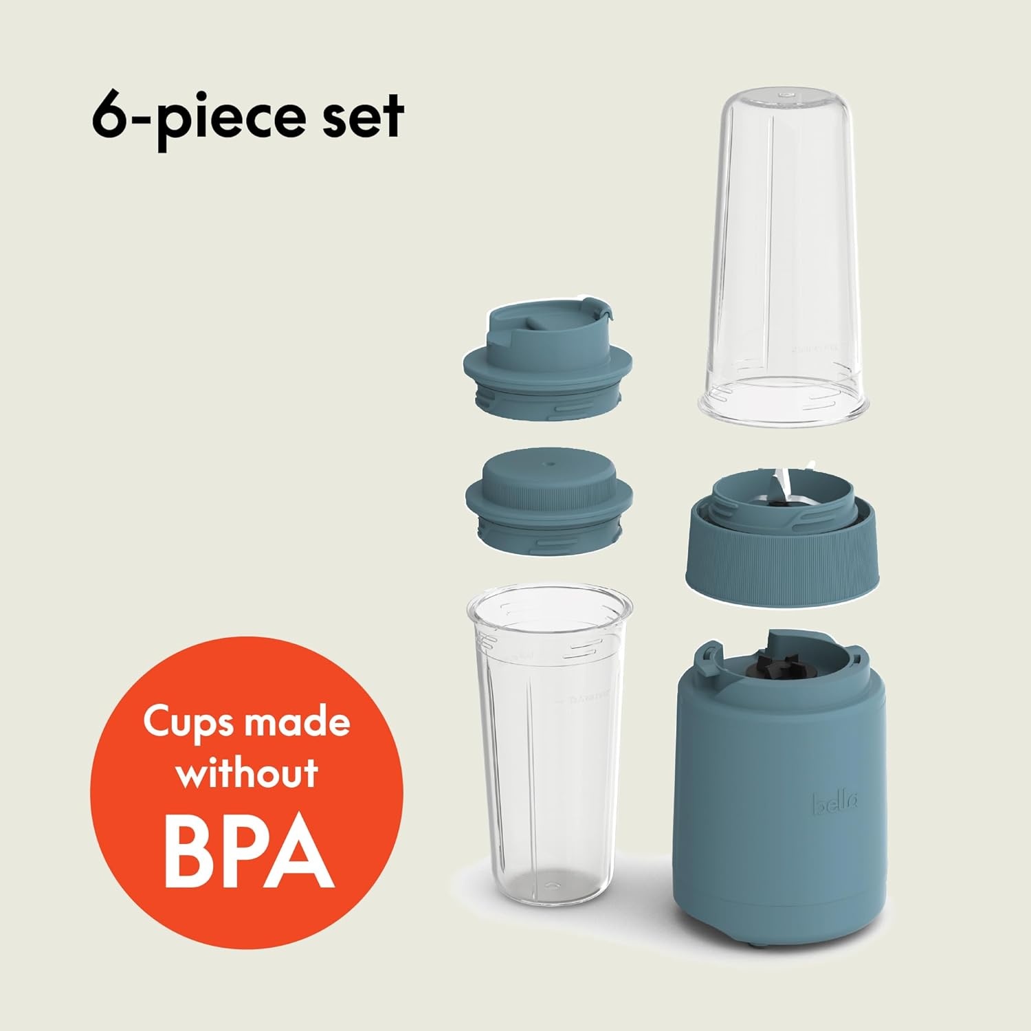 image:imagebella 6 Pcs Portable Rocket Blender Juicer amp Smoothie Maker Press amp Twist Design EverGood amp BPA Free Dishwasher Safe Parts 4 Tip Stainless Steel Blade Cord Wrap 240 Watt Motor SurfSurf