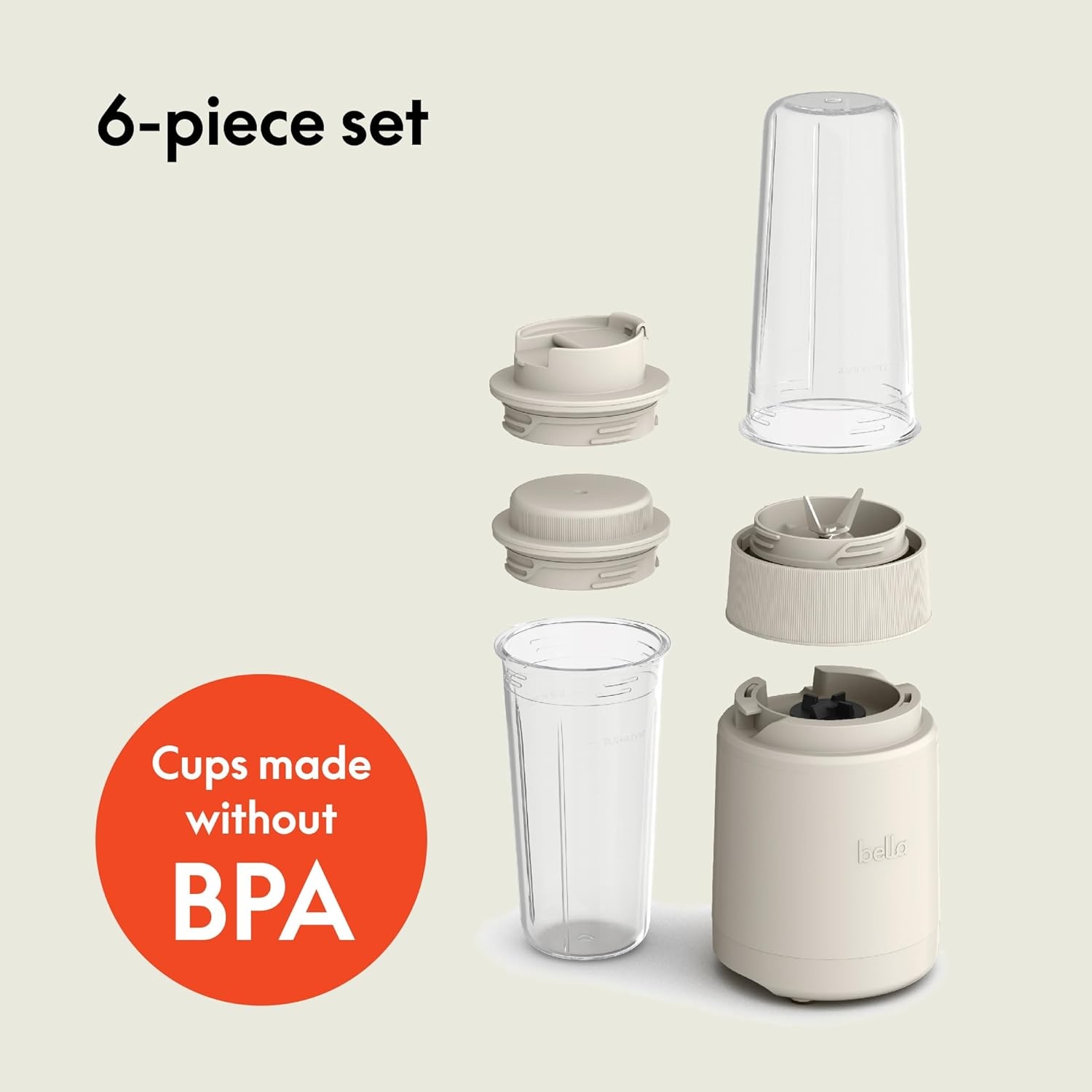 image:imagebella 6 Pcs Portable Rocket Blender Juicer amp Smoothie Maker Press amp Twist Design EverGood amp BPA Free Dishwasher Safe Parts 4 Tip Stainless Steel Blade Cord Wrap 240 Watt Motor SurfOatmilk
