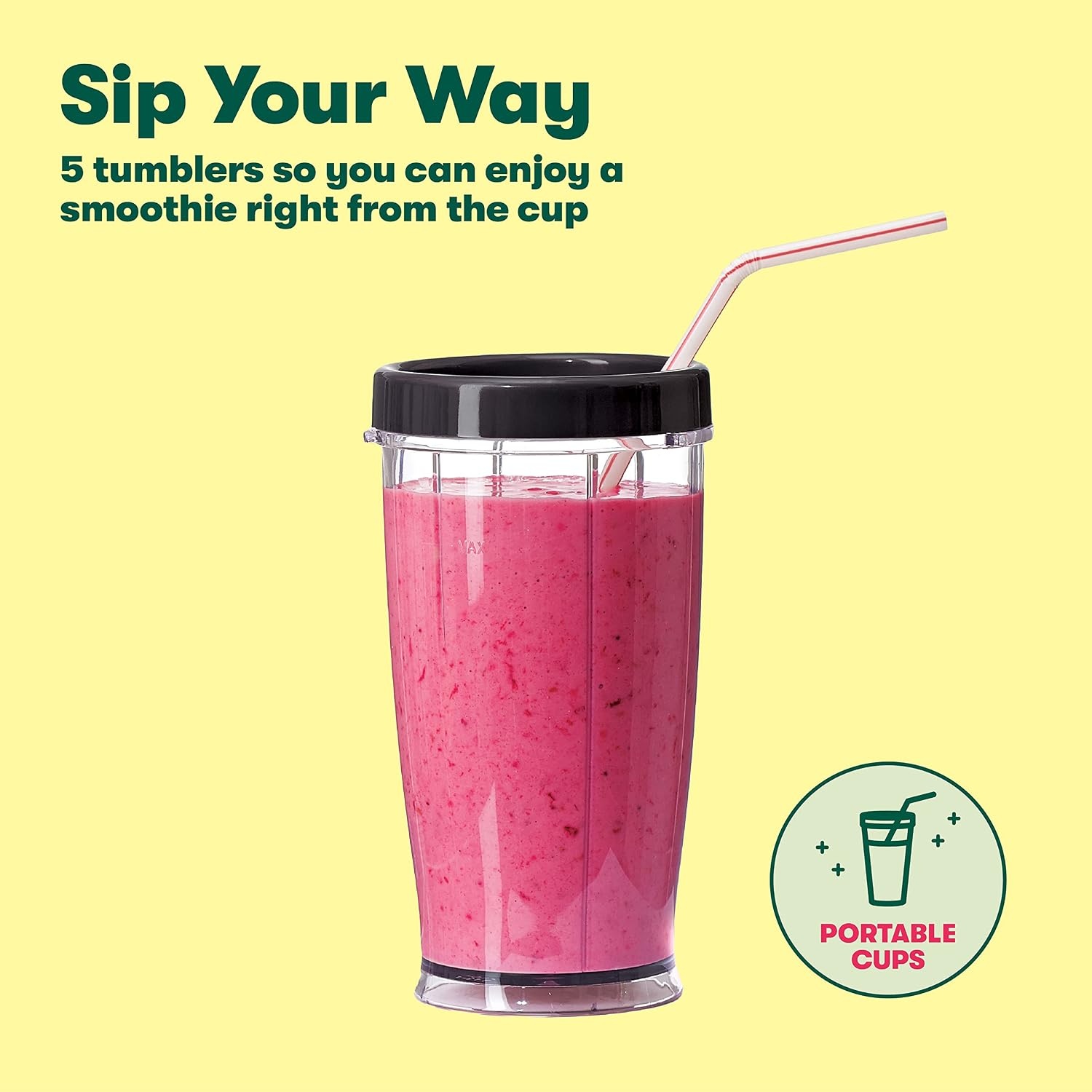 image:imagebella 6 Pcs Portable Rocket Blender Juicer amp Smoothie Maker Press amp Twist Design EverGood amp BPA Free Dishwasher Safe Parts 4 Tip Stainless Steel Blade Cord Wrap 240 Watt Motor SurfStainless Steel