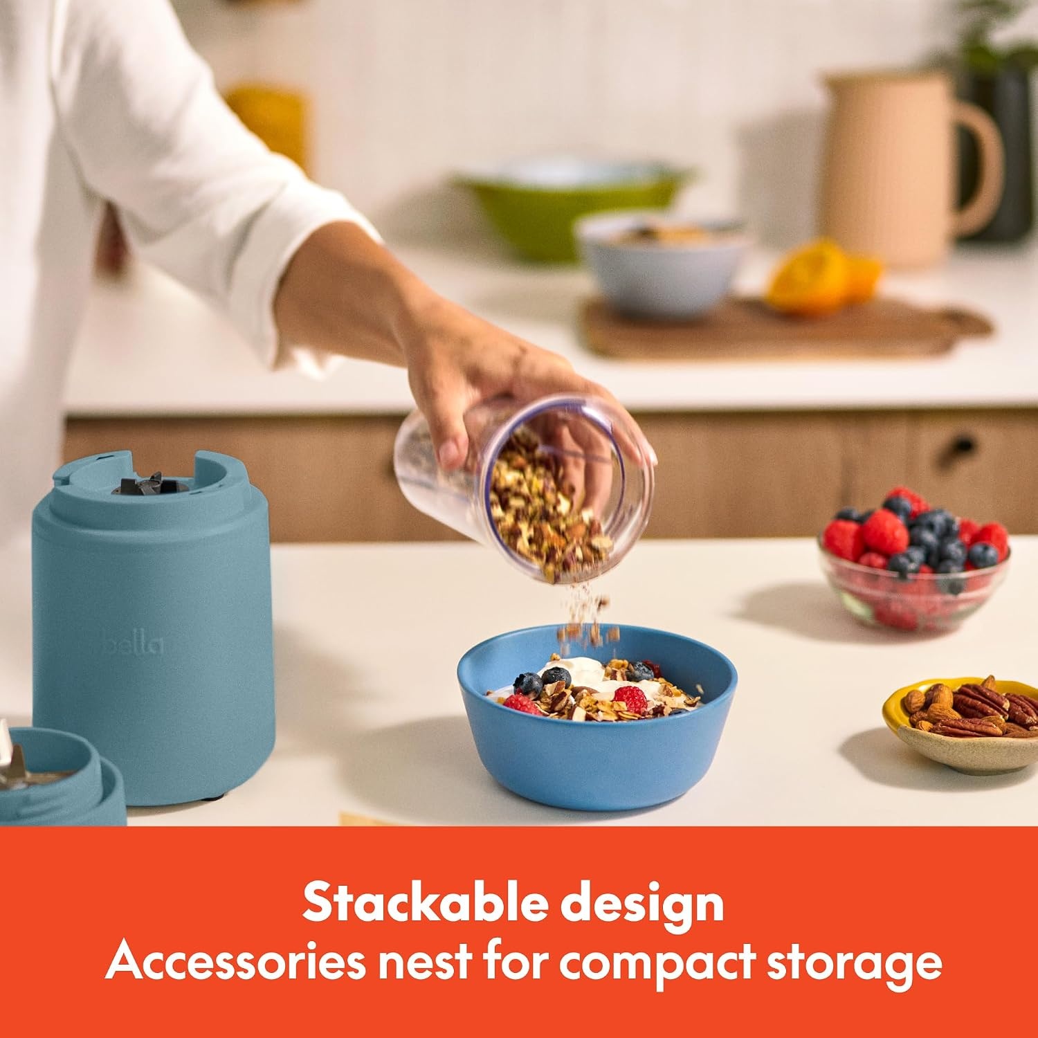 image:imagebella 6 Pcs Portable Rocket Blender Juicer amp Smoothie Maker Press amp Twist Design EverGood amp BPA Free Dishwasher Safe Parts 4 Tip Stainless Steel Blade Cord Wrap 240 Watt Motor SurfSurf