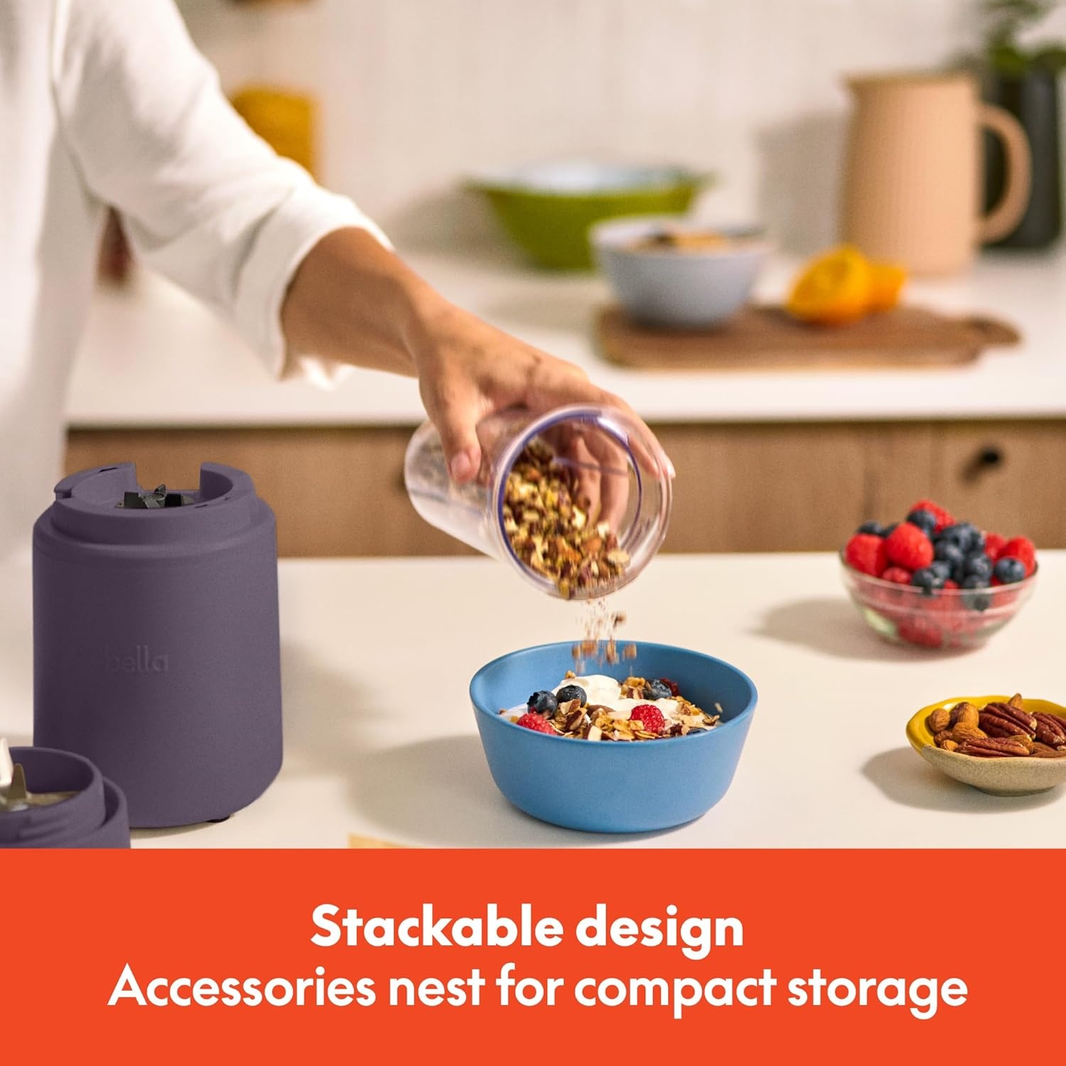 image:imagebella 6 Pcs Portable Rocket Blender Juicer amp Smoothie Maker Press amp Twist Design EverGood amp BPA Free Dishwasher Safe Parts 4 Tip Stainless Steel Blade Cord Wrap 240 Watt Motor SurfPlum