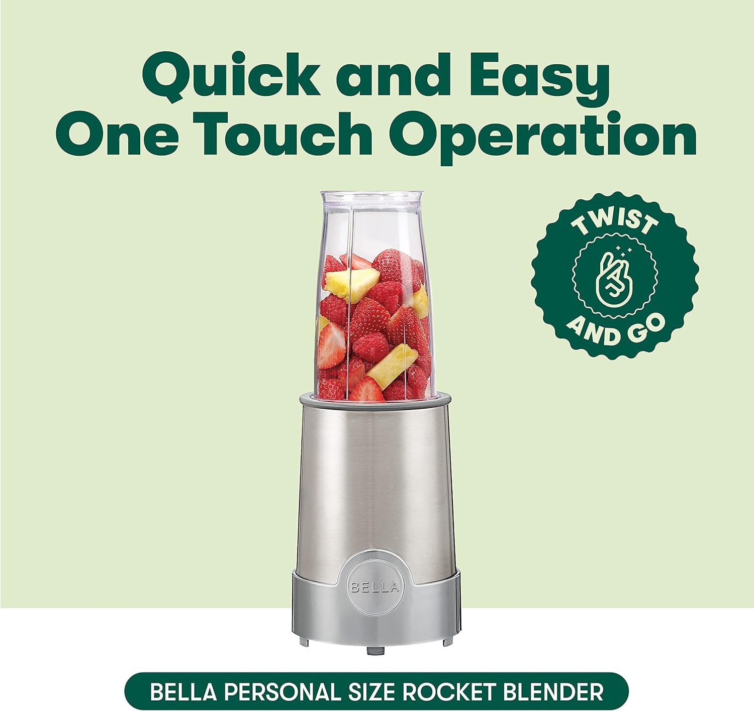image:imagebella 6 Pcs Portable Rocket Blender Juicer amp Smoothie Maker Press amp Twist Design EverGood amp BPA Free Dishwasher Safe Parts 4 Tip Stainless Steel Blade Cord Wrap 240 Watt Motor SurfStainless Steel