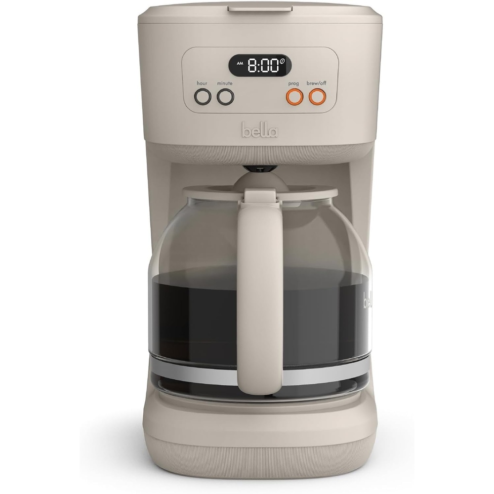 image:imagebella 12 Cup Programmable Coffee Maker Reusable Dishwasher Safe Accessories Easy LCD display Auto Shutoff 900 watt BlossomOatmilk