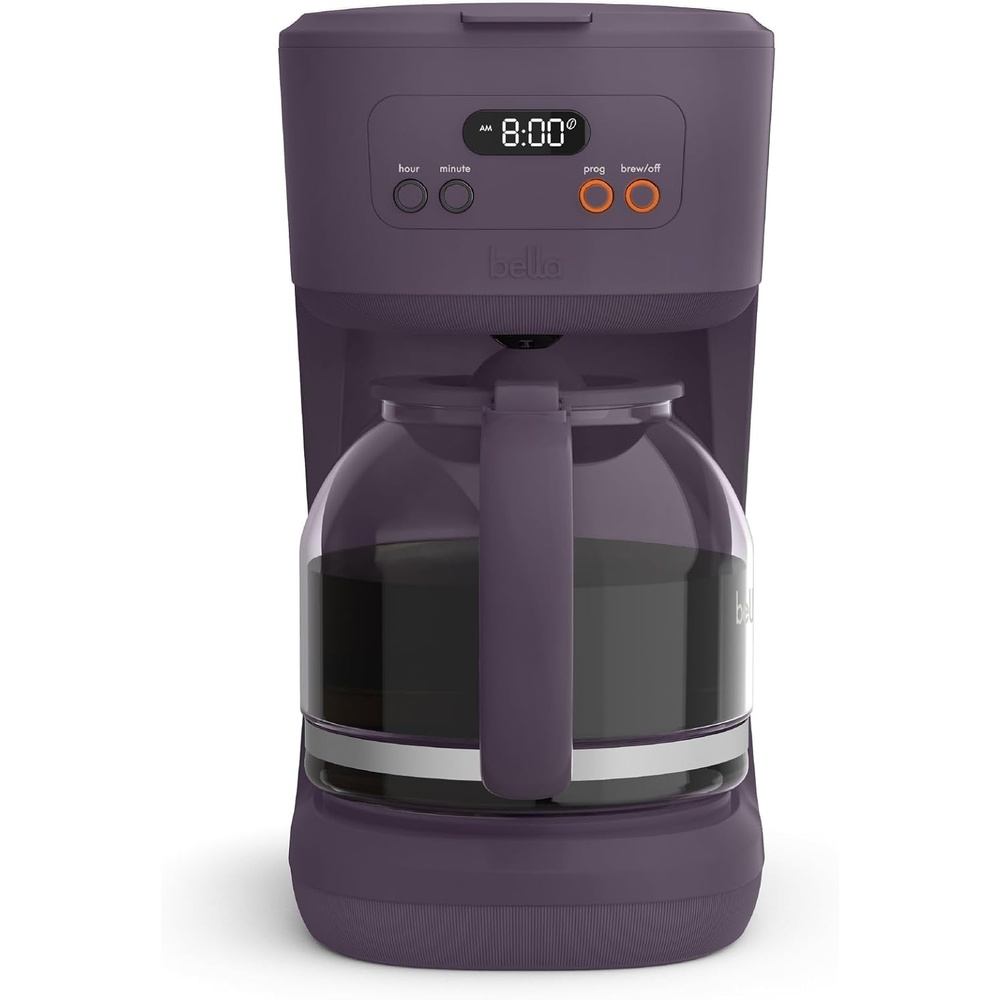 image:imagebella 12 Cup Programmable Coffee Maker Reusable Dishwasher Safe Accessories Easy LCD display Auto Shutoff 900 watt BlossomPlum