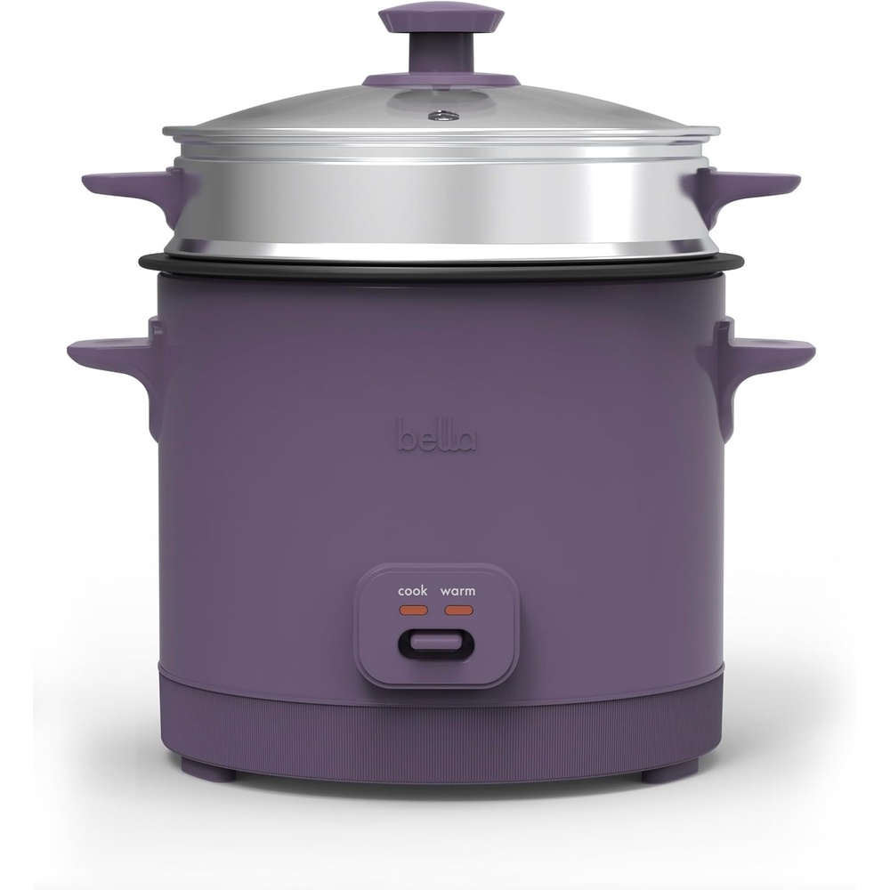 image:imagebella 16 Cup Rice Cooker with Steamer Dishwasher Safe Steaming Basket Rice Paddle and Measuring Cup Removable Nonstick Cooking Bowl Automatic Keep Warm Function 400 Watt OatmilkPlum