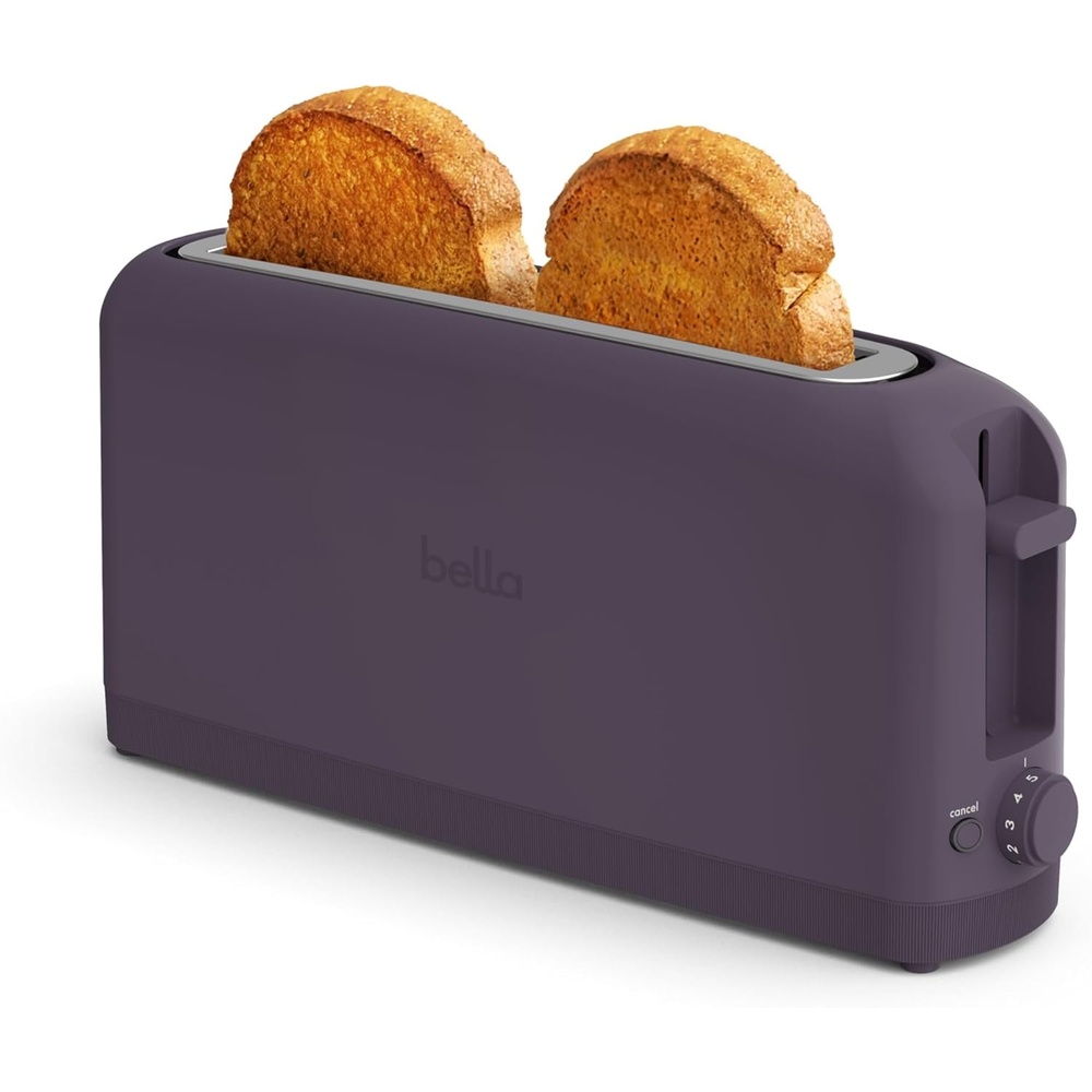 image:imagebella 2 Slice Slim Toaster Fitsanywhere Kitchenware 6 Setting Shade Control with Reheat amp Cancel Buttons Fits sourdough 10 Long Slot Anti Jam amp Auto Shutoff 900 Watt OatmilkPlum