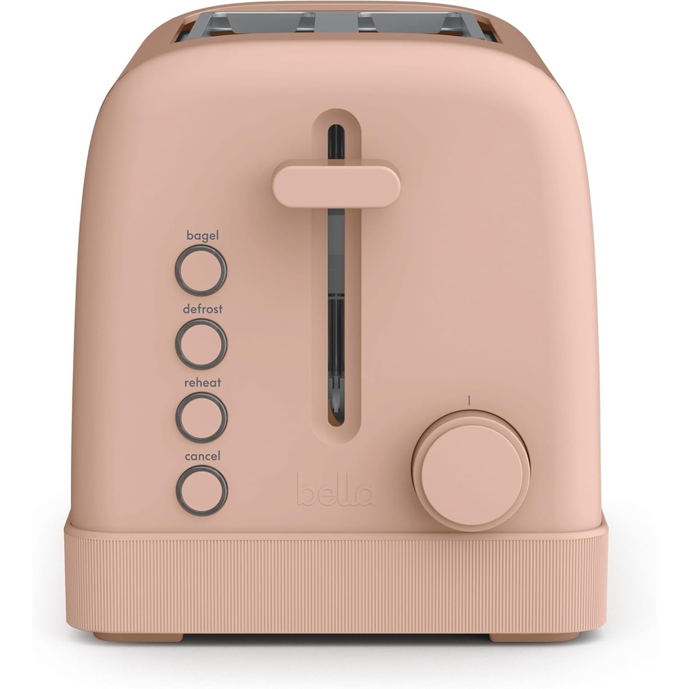 image:imagebella 2 Slice Toaster 6 Setting Shade Control w Reheat Cancel Bagel amp Defrost Buttons Removable Crumb Tray Anti Jam amp Auto Shutoff Auto Centering Guides amp Cord Wrap 900 Watt OatmilkBlossom
