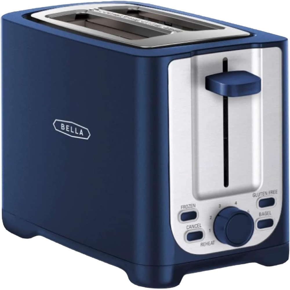 image:imagebella 2 Slice Toaster with Auto Shut Off  Extra Wide Slots amp Removable Crumb Tray and Cancel Defrost amp Reheat Function  Toast Bread Bagel amp Waffle BlackBlue