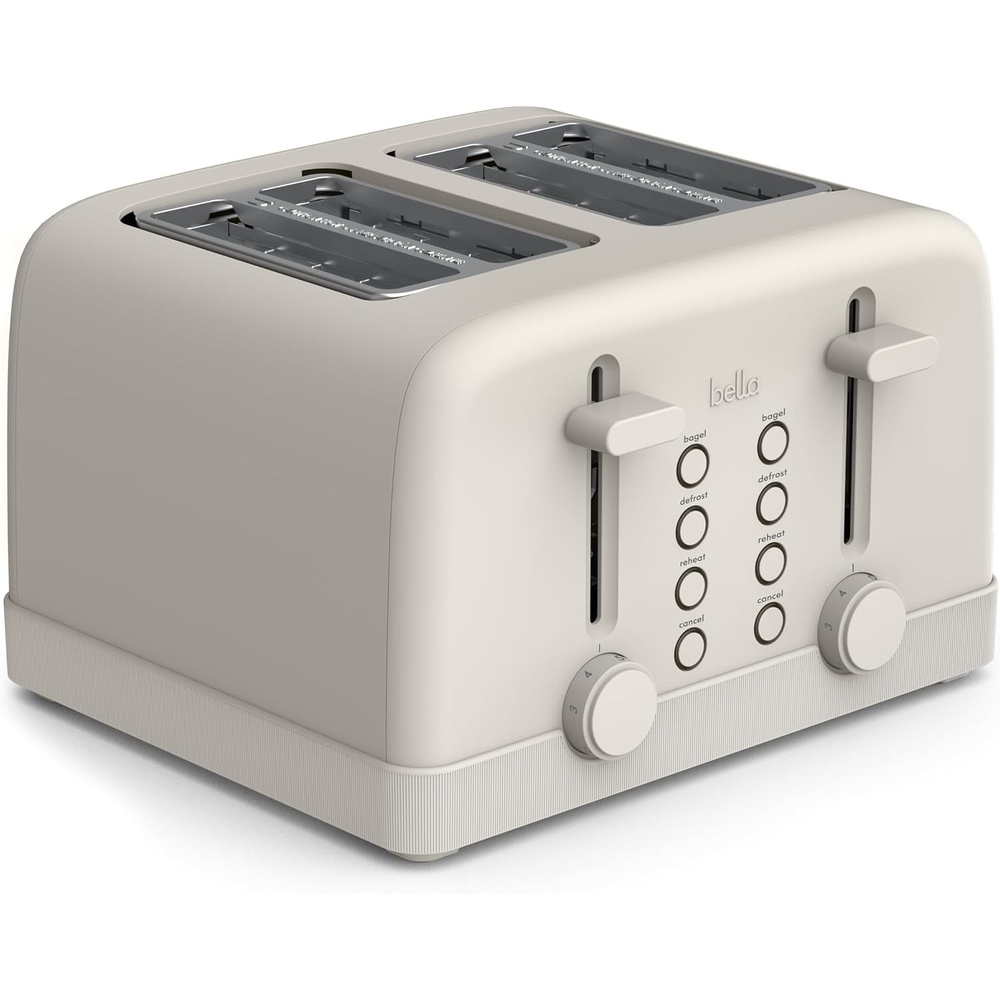 image:imagebella 4 Slice Toaster 6 Setting Shade Control with Reheat amp Cancel Buttons Removable Crumb Tray Anti Jam amp Auto Shutoff 900 Watt OatmilkOatmilk