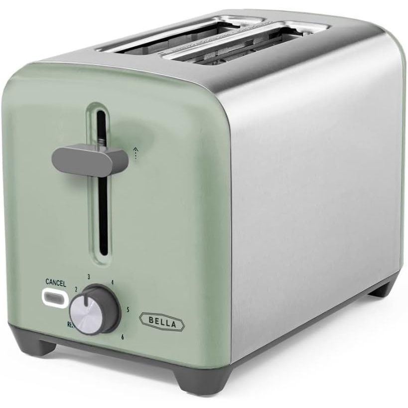 image:imagebella 4 Slice Toaster with Auto Shut Off Extra Wide Slots and Removable DropDown Crumb Tray with Cancel and Reheat Function For Texas Toast Large Bread amp Bagel Stainless SteelStainless Steel and Sage