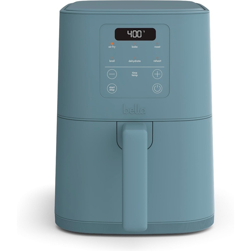 image:imagebella 4Qt Slim Air Fryer Fitsanywhere Kitchenware EverGood Ceramic Nonstick Coating Adjustable Temperature 6 Preset Cooking Options 60 Min Auto Shutoff w Audible Tone 33lb Capacity OatmilkSurf