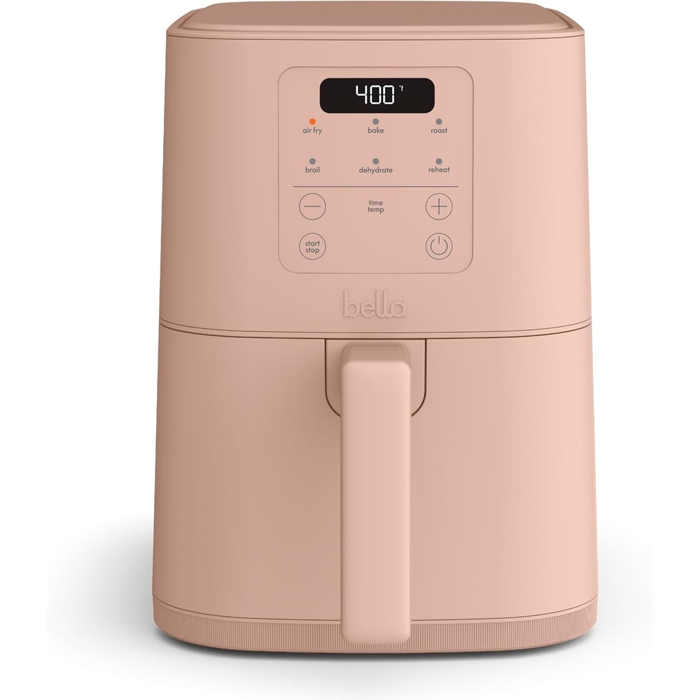 image:imagebella 4Qt Slim Air Fryer Fitsanywhere Kitchenware EverGood Ceramic Nonstick Coating Adjustable Temperature 6 Preset Cooking Options 60 Min Auto Shutoff w Audible Tone 33lb Capacity OatmilkBlossom