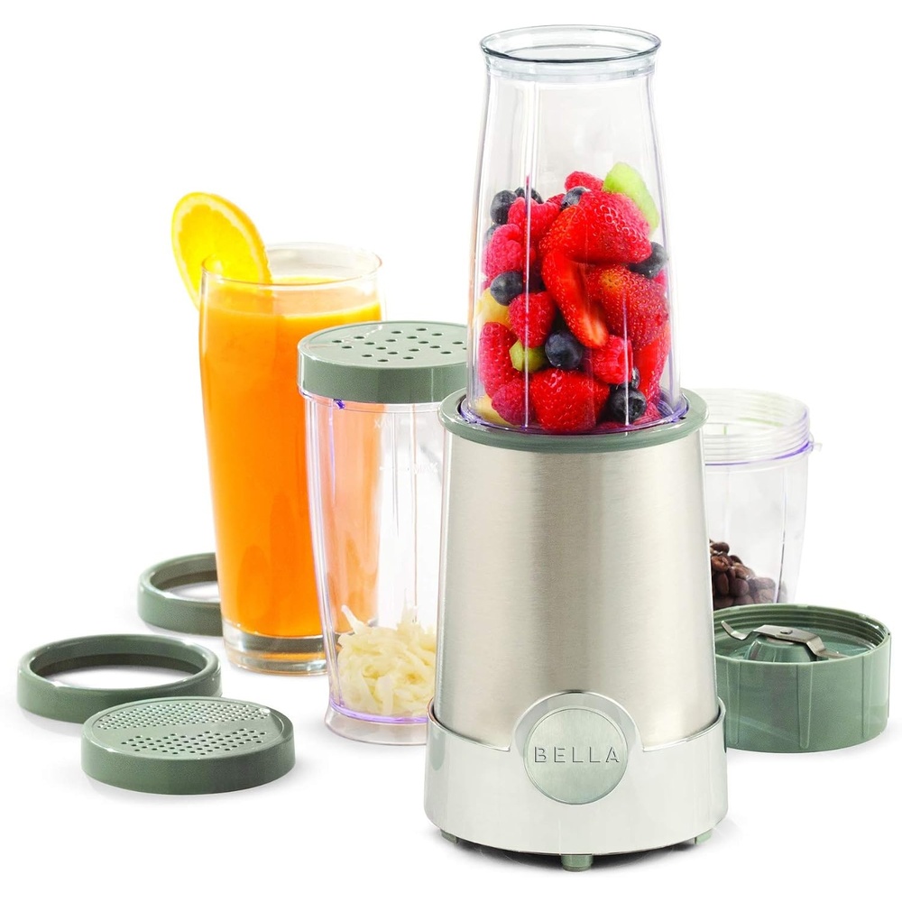 image:imagebella 6 Pcs Portable Rocket Blender Juicer amp Smoothie Maker Press amp Twist Design EverGood amp BPA Free Dishwasher Safe Parts 4 Tip Stainless Steel Blade Cord Wrap 240 Watt Motor SurfStainless Steel