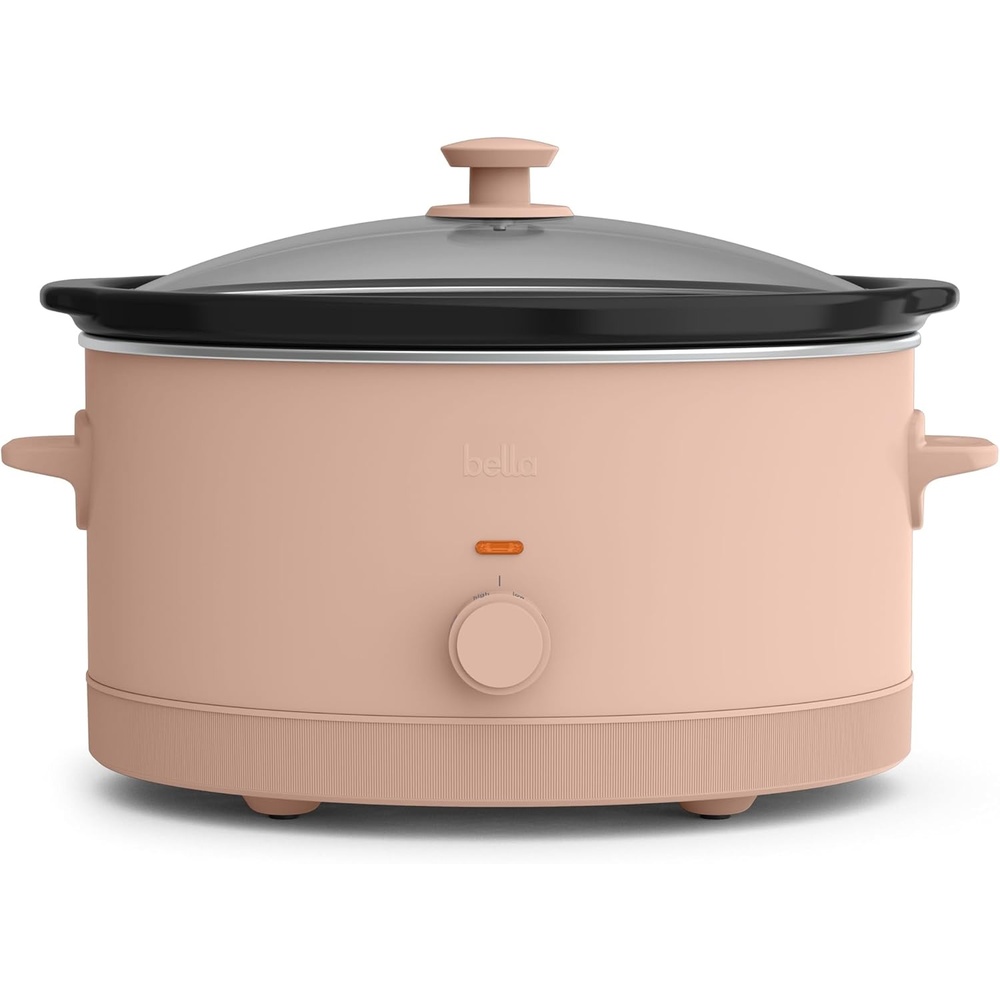 image:imagebella 60 Qt Manual Slow Cooker Ceramic Nonstick Coating 3 Temperature Settings Dishwasher Safe Stoneware Pot and Tempered Glass Lid Cool Touch Handles amp Tangle Free Cord Wrap OatmilkBlossom