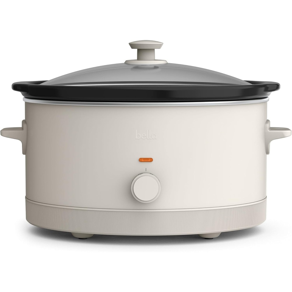image:imagebella 60 Qt Manual Slow Cooker Ceramic Nonstick Coating 3 Temperature Settings Dishwasher Safe Stoneware Pot and Tempered Glass Lid Cool Touch Handles amp Tangle Free Cord Wrap OatmilkOatmilk