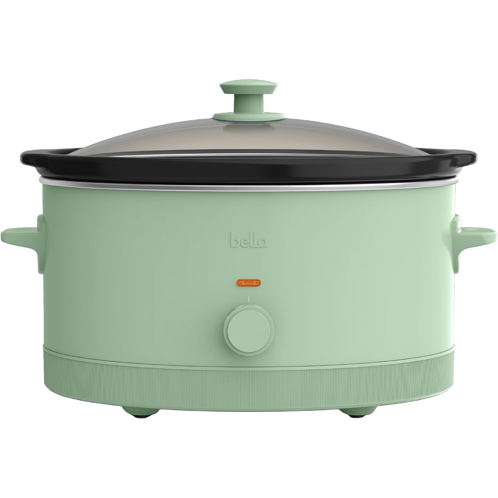 image:imagebella 60 Qt Manual Slow Cooker Ceramic Nonstick Coating 3 Temperature Settings Dishwasher Safe Stoneware Pot and Tempered Glass Lid Cool Touch Handles amp Tangle Free Cord Wrap OatmilkSeaglass