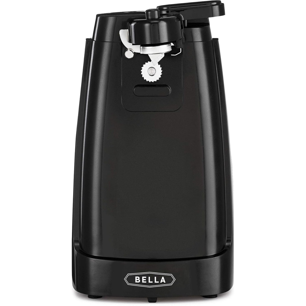 image:imagebella Electric Can Opener and Knife Sharpener Removable Cutting Lever Cord Storage Stainless Steel Blade BlackOne Size