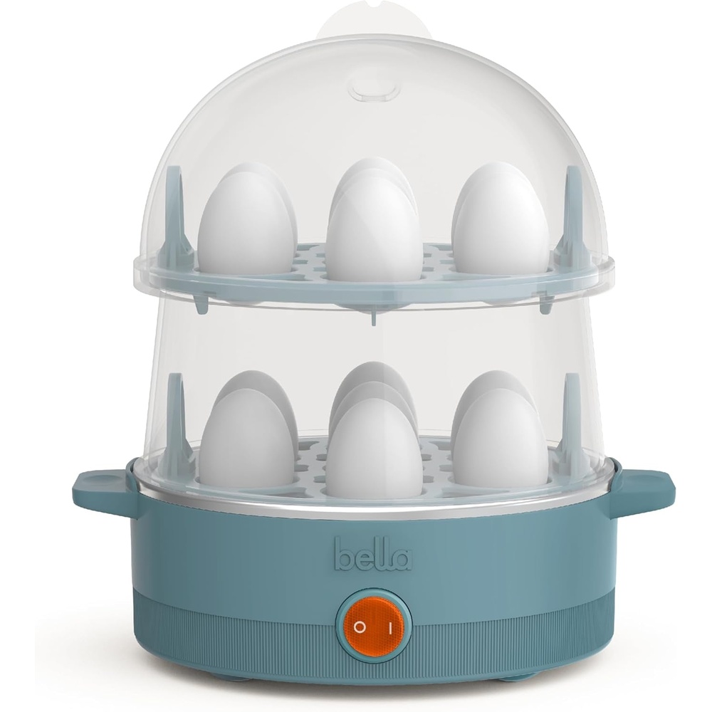 image:imagebella Electric Egg Cooker 14 Eggs Capacity Tray Double Stack for Poached Scrambled Hard Medium amp Soft Boiled Eggs Omelets and Steamed Dumplings Auto Shutoff 360 Watt OatmilkSurf