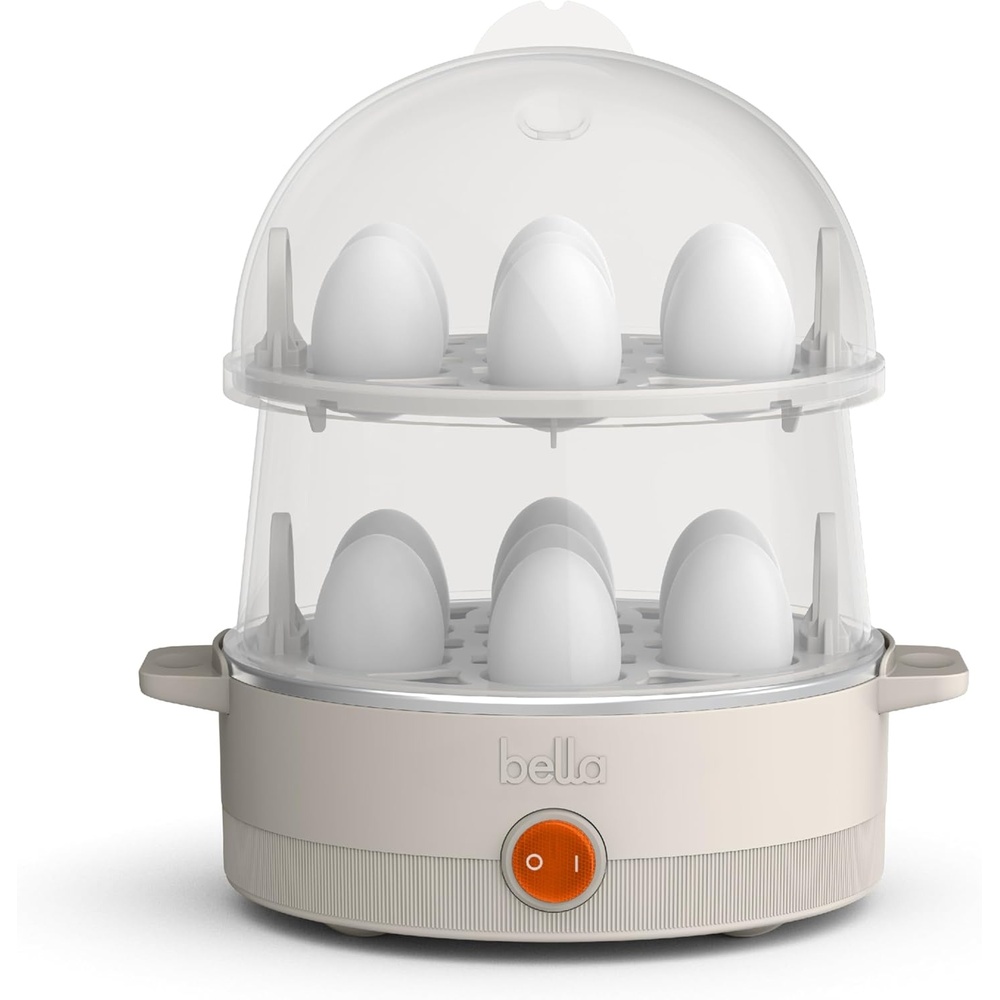image:imagebella Electric Egg Cooker 14 Eggs Capacity Tray Double Stack for Poached Scrambled Hard Medium amp Soft Boiled Eggs Omelets and Steamed Dumplings Auto Shutoff 360 Watt OatmilkOatmilk