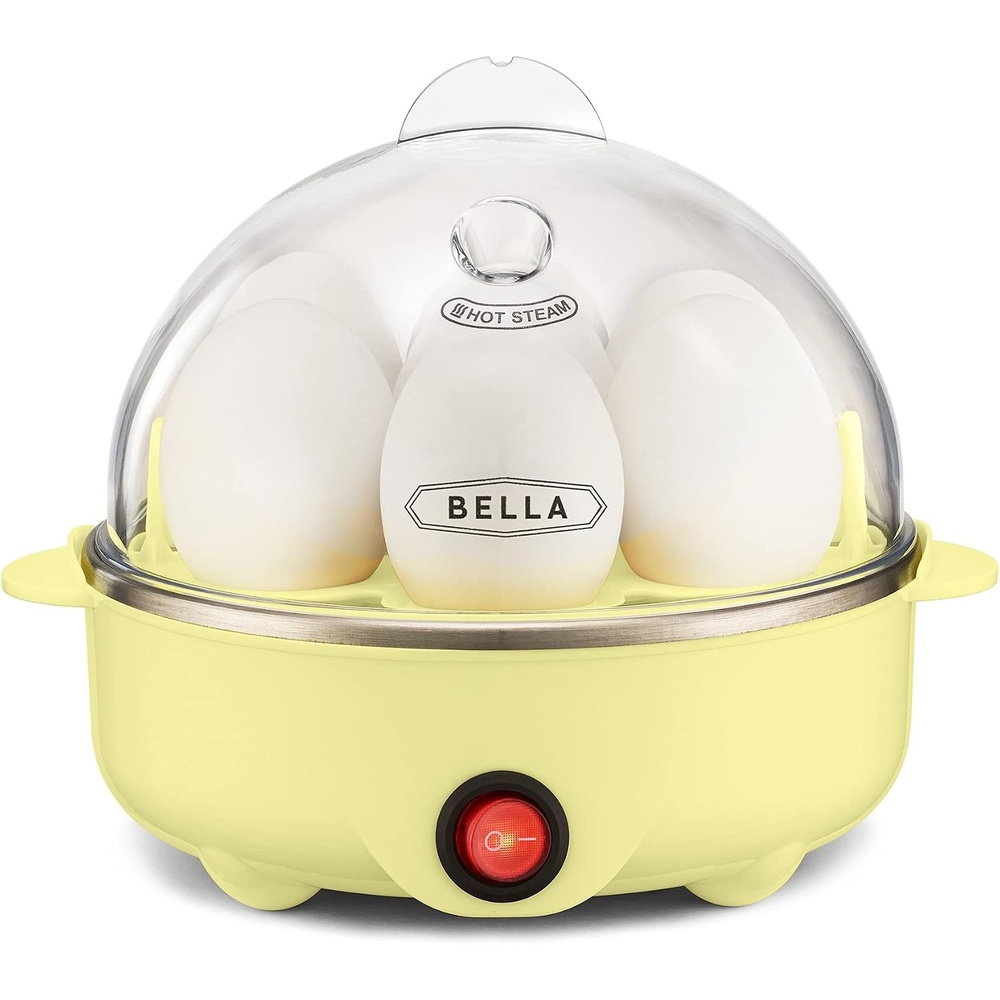 image:imagebella Electric Egg Cooker 7 Eggs Capacity Tray Single Stack for Poached Scrambled Hard Medium amp Soft Boiled Eggs Omelets and Steamed Dumplings Auto Shutoff 360 Watt OatmilkYellow