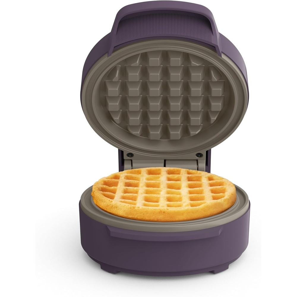 image:imagebella SnacknStore Mini Waffle Maker EverGood Ceramic Nonstick Coating Cord Wrap Ready Indicator Light amp Cool Touch Handles Stackable Design amp Customizable Plates 400 Watt BlossomPlum