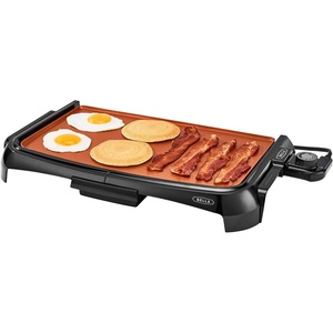 BELLA Griddle Ceramic Copper TI, Healthy-Eco Non-stick Coating, Hassle-Free Clean Up, Large Submersible Cooking Surface, 10″ x 16″, Copper/Black