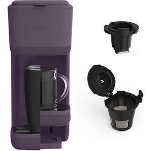 BELLA Single Serve Coffee Maker, K Cup & Coffee Ground Compatible with Removable, Adjustable Drip Tray, Auto Shutoff & Reusable Dishwasher Safe Accessories, Brews 6oz to 14oz, 1000 Watt, Surf(Plum)