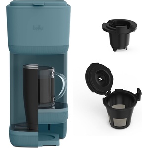 BELLA Single Serve Coffee Maker, K Cup & Coffee Ground Compatible with Removable, Adjustable Drip Tray, Auto Shutoff & Reusable Dishwasher Safe Accessories, Brews 6oz to 14oz, 1000 Watt, Surf(Surf)
