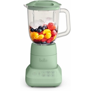 bella 10 Speed Countertop Blender, Juicer & Smoothie Maker, Fits-anywhere™ Kitchenware, Slim Flip & Store Design, Dishwasher Safe 48oz Capacity Pitcher & Lid, Stainless Steel Blade, 450 Watt, Blossom(Seaglass)