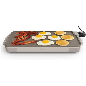 bella 10″ x 20″ Electric Griddle with Warming Tray, EverGood™ Ceramic Nonstick Coating & Removable Temperature Probe, Dishwasher-Safe Drip Tray & Cool Touch Handles, 1500 Watt, Oatmilk(Oatmilk)