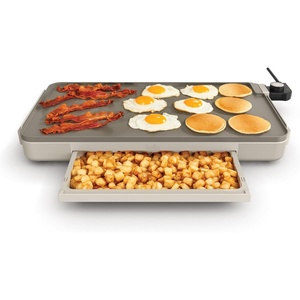 bella 12″ x 22″ Electric Griddle with EverGood™ Ceramic Nonstick Coating, Removable Temperature Probe, Dishwasher-Safe Drip Tray & Cool Touch Handles, Cook up to 15 Eggs, 1500 Watt, Oatmilk(Oatmilk + Tray)