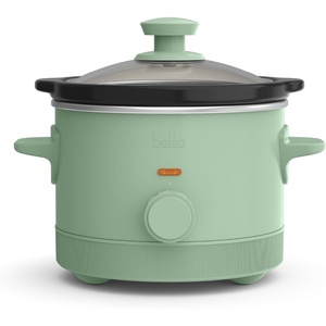 bella 1.5 Qt Slow Cooker with 3 Heat Manual Control, Ceramic Nonstick Coating, Dishwasher Safe Stoneware Pot and Tempered Glass Lid, Tangle Free Cord Wrap & Cool Touch Handles, Oatmilk(Seaglass)