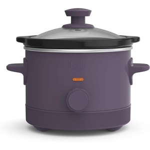 bella 1.5 Qt Slow Cooker with 3 Heat Manual Control, Ceramic Nonstick Coating, Dishwasher Safe Stoneware Pot and Tempered Glass Lid, Tangle Free Cord Wrap & Cool Touch Handles, Oatmilk(Plum)