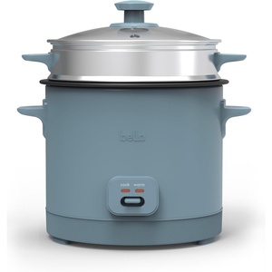bella 16 Cup Rice Cooker with Steamer, Dishwasher Safe Steaming Basket, Rice Paddle and Measuring Cup, Removable Nonstick Cooking Bowl, Automatic Keep Warm Function​, 400 Watt, Oatmilk(Surf)