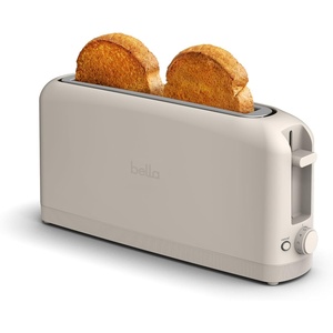bella 2 Slice Slim Toaster, Fits-anywhere™ Kitchenware, 6 Setting Shade Control with Reheat & Cancel Buttons, Fits sourdough, 10” Long Slot, Anti Jam & Auto Shutoff, 900 Watt, Oatmilk(Oatmilk)