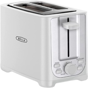 bella 2 Slice Toaster with Auto Shut Off – Extra Wide Slots & Removable Crumb Tray and Cancel, Defrost & Reheat Function – Toast Bread, Bagel & Waffle, Black(White)