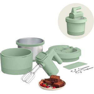 bella 3.5 Qt Hand & Stand Mixer, 2 in 1 Electric Mixer with Bowl, Dough Hook, Whisk & Egg Beater, Multifunctional Handheld Mixer for Baking, 200 Watt, Oatmilk(Seaglass)