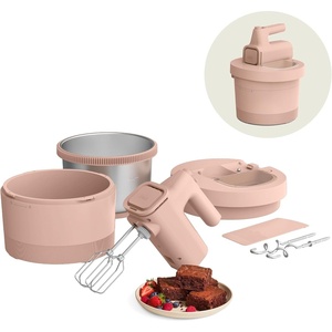 bella 3.5 Qt Hand & Stand Mixer, 2 in 1 Electric Mixer with Bowl, Dough Hook, Whisk & Egg Beater, Multifunctional Handheld Mixer for Baking, 200 Watt, Oatmilk(Blossom)