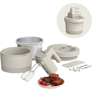 bella 3.5 Qt Hand & Stand Mixer, 2 in 1 Electric Mixer with Bowl, Dough Hook, Whisk & Egg Beater, Multifunctional Handheld Mixer for Baking, 200 Watt, Oatmilk(Oatmilk)