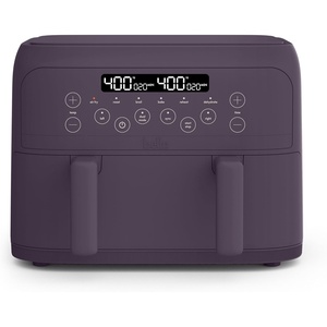bella 4 Qt TriZone Air Fryer, EverGood™ Ceramic Nonstick Coating, Dual Basket Design w Removable Divider, Digital Touchscreen Control w 6 Preset Cooking Options, 1200 Watt, 3lb Capacity, Blossom(Plum)