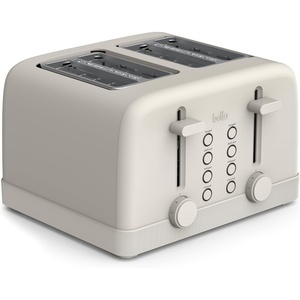 bella 4 Slice Toaster, 6 Setting Shade Control with Reheat & Cancel Buttons, Removable Crumb Tray, Anti Jam & Auto Shutoff, 900 Watt, Oatmilk(Oatmilk)