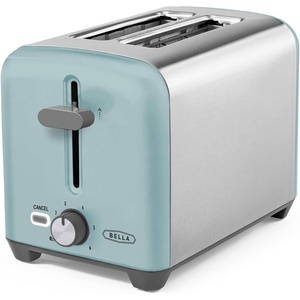 bella 4 Slice Toaster with Auto Shut Off, Extra Wide Slots and Removable Drop-Down Crumb Tray with Cancel and Reheat Function, For Texas Toast, Large Bread & Bagel, Stainless Steel(Stainless Steel and Aqua)