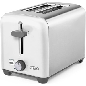 bella 4 Slice Toaster with Auto Shut Off, Extra Wide Slots and Removable Drop-Down Crumb Tray with Cancel and Reheat Function, For Texas Toast, Large Bread & Bagel, Stainless Steel(Stainless Steel and White)