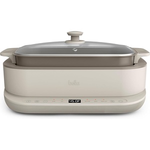 bella 6.0 QT Multi-Cooker, Ceramic Nonstick Coating, 4-in-1 Versatility, 4 cooking functions, Slow Cook, Sear, Saute, Steam, Serves 7 people, Dishwasher Safe Pot & Tempered Glass Lid, Tangle Free Cord Wrap, Oatmilk