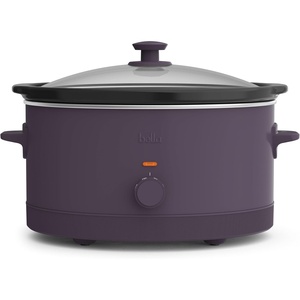 bella 6.0 Qt Manual Slow Cooker, Ceramic Nonstick Coating, 3 Temperature Settings, Dishwasher Safe Stoneware Pot and Tempered Glass Lid, Cool Touch Handles & Tangle Free Cord Wrap, Oatmilk(Plum)