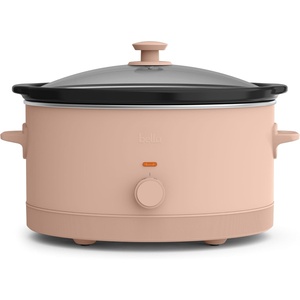 bella 6.0 Qt Manual Slow Cooker, Ceramic Nonstick Coating, 3 Temperature Settings, Dishwasher Safe Stoneware Pot and Tempered Glass Lid, Cool Touch Handles & Tangle Free Cord Wrap, Oatmilk(Blossom)