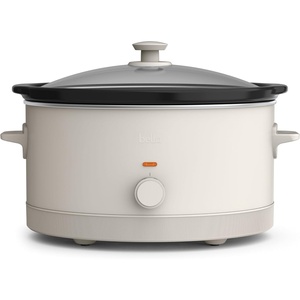bella 6.0 Qt Manual Slow Cooker, Ceramic Nonstick Coating, 3 Temperature Settings, Dishwasher Safe Stoneware Pot and Tempered Glass Lid, Cool Touch Handles & Tangle Free Cord Wrap, Oatmilk(Oatmilk)