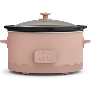 bella 6.0 Qt Programmable Slow Cooker, Ceramic Nonstick Coating, Adjustable Temperature & Cooking Times, Dishwasher Safe Stoneware Pot & Tempered Glass Lid, Tangle Free Cord Wrap, Oatmilk(Blossom)