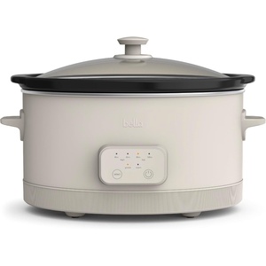 bella 6.0 Qt Programmable Slow Cooker, Ceramic Nonstick Coating, Adjustable Temperature & Cooking Times, Dishwasher Safe Stoneware Pot & Tempered Glass Lid, Tangle Free Cord Wrap, Oatmilk(Oatmilk)